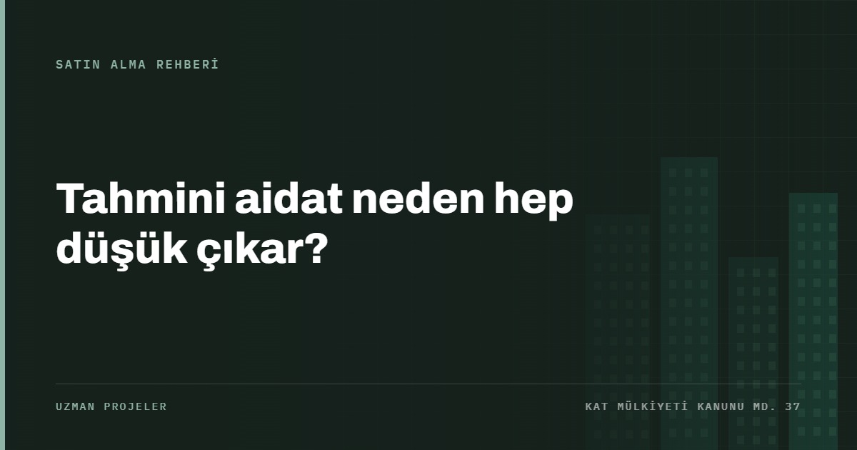 Yeni projelerde tahmini aidatın gerçek aidattan neden düşük olduğu